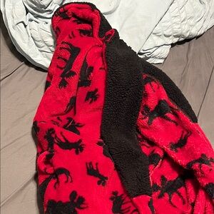 Red and Black Moose Bathrobe and slippers (lazy one)
